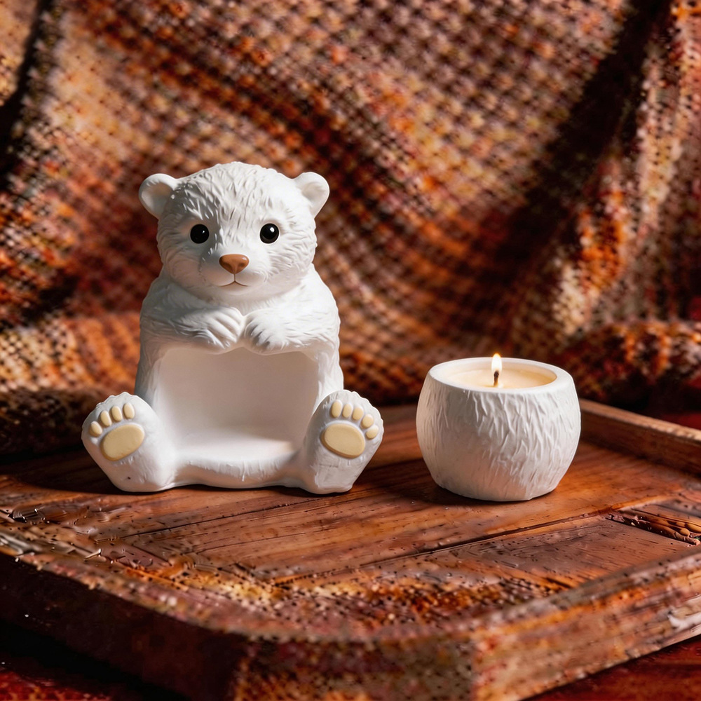 Candle Making Workshops - Bear Plaster Decoration Mold Simple Silicone
