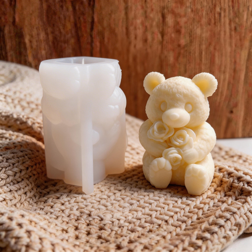 Candle Making Workshops - Handmade Candle Mold Rose Teddy Bear