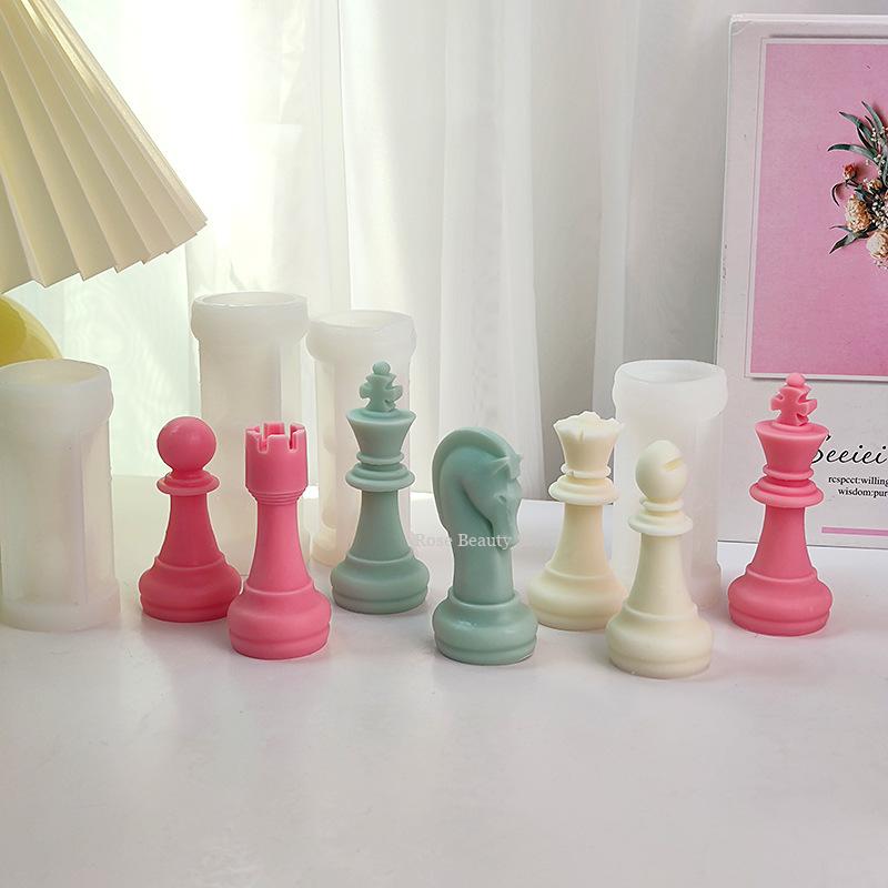 Soy Wax Pillar Blend - International Chess Silicone Candle Mold for