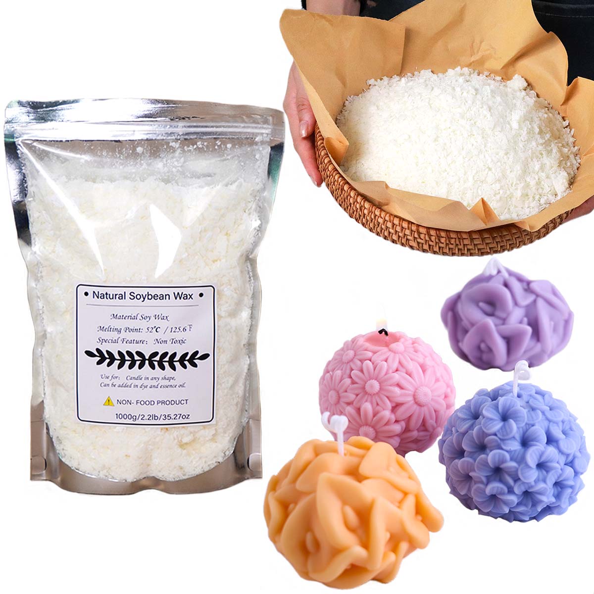 Candle Making Scents - 100/250/500/1000g Natural Soy Wax Flake DIY