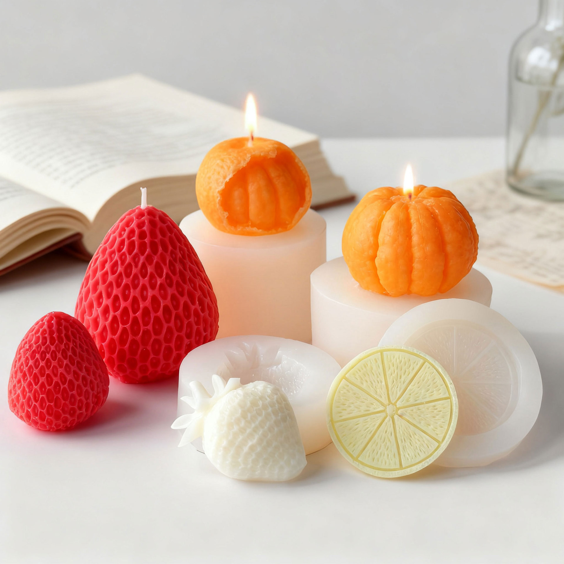 Soy Wax Pillar Blend - Fruit modeling silicone candle mold Strawberry