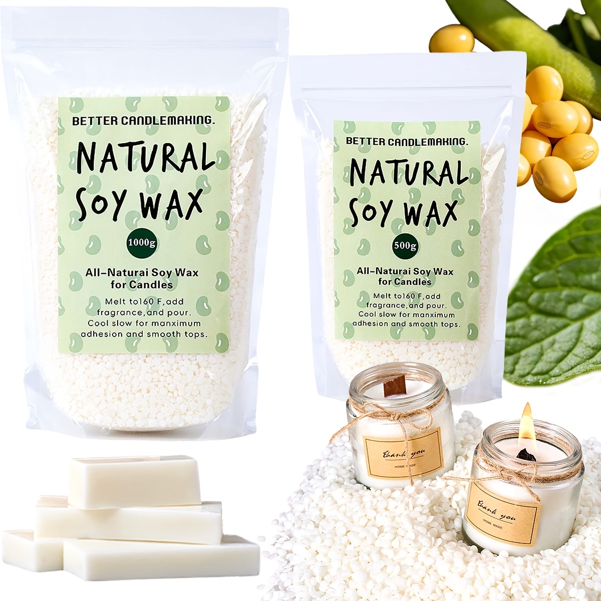 Soy Wax Pillar Blend - 500g/1Kg Natural Soy Wax Particles Aromatherapy