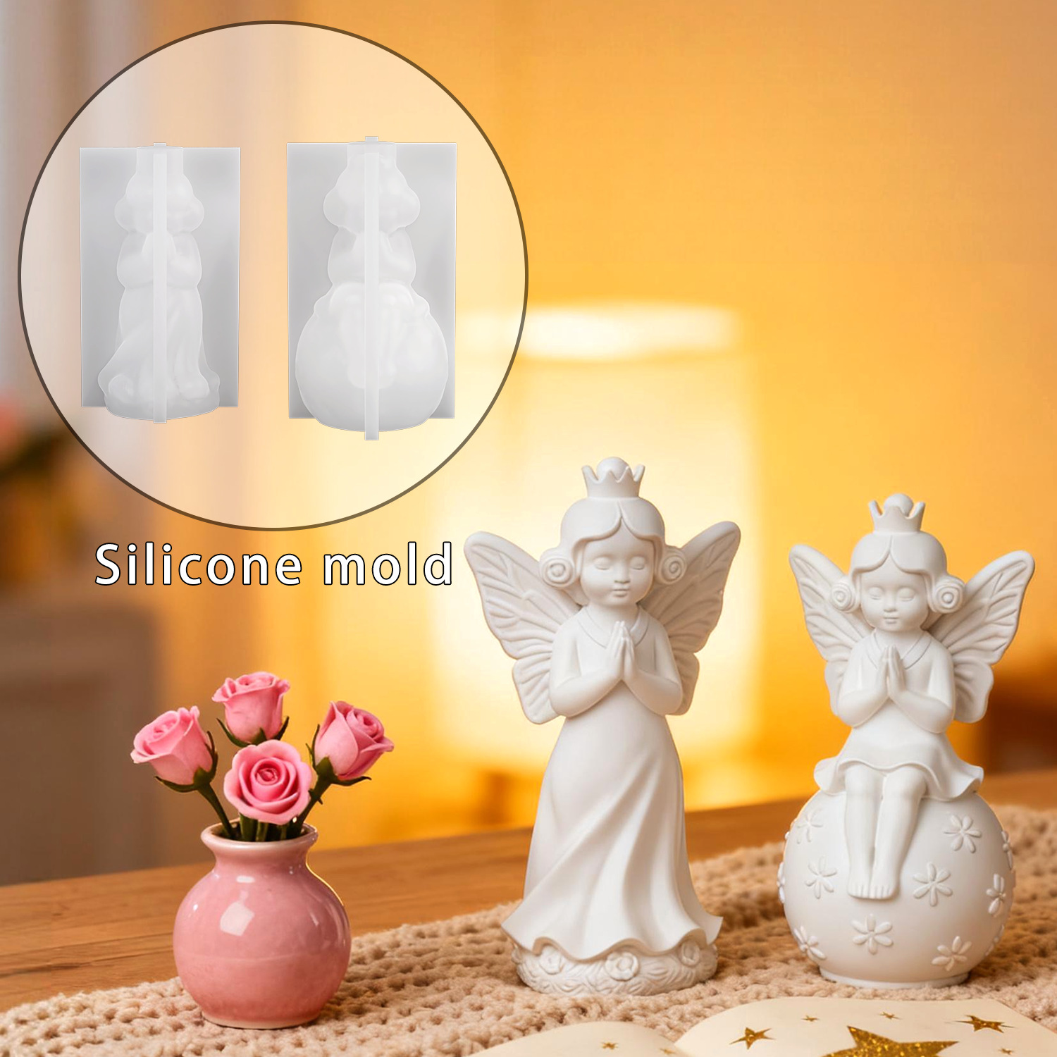 Candle Mold Silicone - DIY Butterfly Girl Figurine Epoxy Resin
